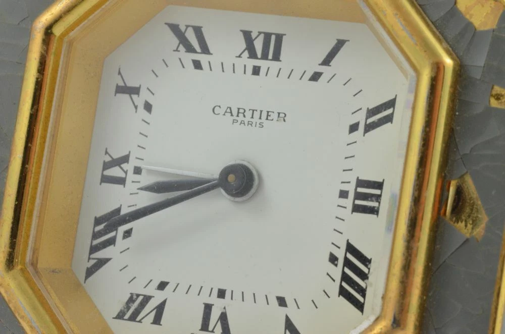 CARTIER REISE WECKER TISCHUHR VINTAGE 80ER JAHRE HANDAUFZUG DEFEKT