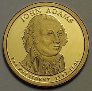 2nd President Brilliant Uncirculated Proof 2007 S John Adams Dollar Coin
