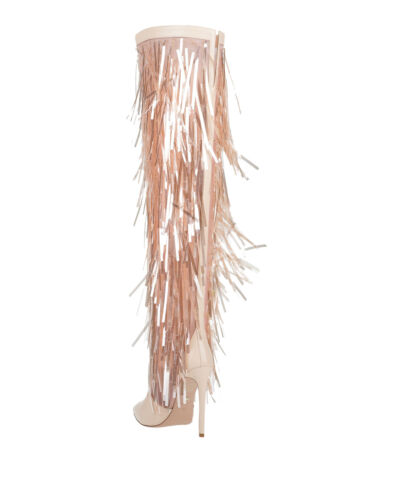 PVP €1100 ELISABETTA FRANCHI Botas de Malla y Cuero US8 UK5 EU38 Lentejuelas Rosa - Imagen 3 de 8
