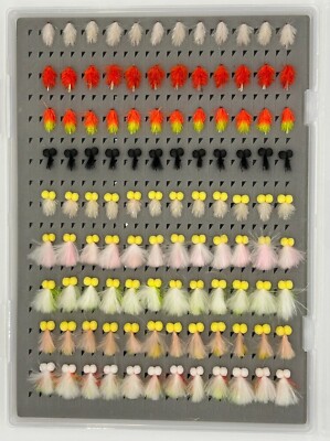 108 Boobies and Blobs In Fly Box - Trout Flies - Fly Fishing - World Class Flies