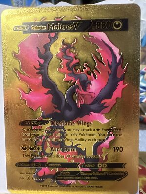Pokémon Moltres V HP880Gold Foil 🔥Fan Art🔥 Card Burning Wings NM