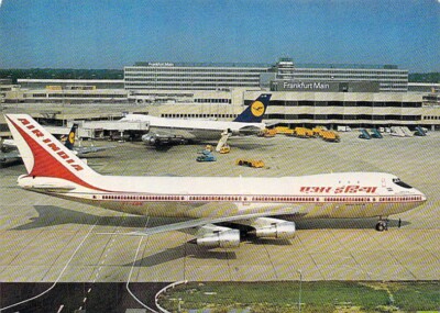 Frankfurt Main Postcard Airport Jumbo Jet Lufthansa and Air India