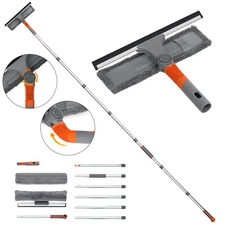 103'' Extendable Window Cleaner Telescopic Squeegee Long Handle Washer Scrubber