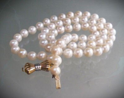 ★ROSEMONT★ Silver Ribbon Pearl Necklace RA24C48E NEW $1650 ZALES SIGNATURE COLLECTION BY MIKIMOTO 14K BOW