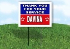 DAVINA THANK YOU SERVICE 18 in x 24 in Yard Sign Road Sign with Stand