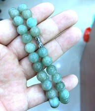 1pcs 10mm Certified Oil cyan Burma A JADE Jadeite Bead Necklace 22 inches