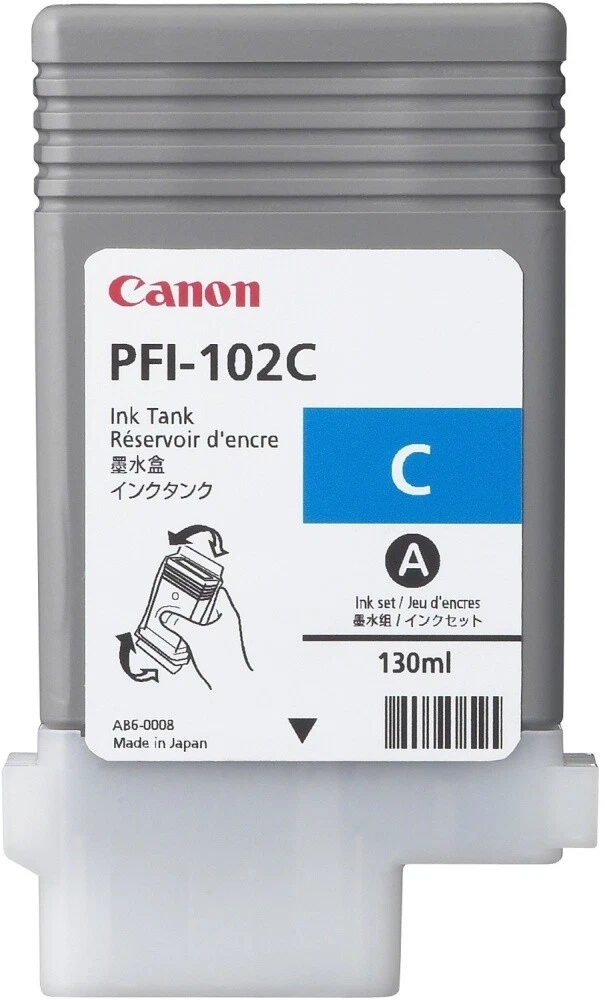 Original Canon Ink Cartridge PFI-102C for Imageprograf Ipf 500 600