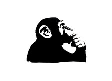 Banksy Thinking Chimpanzee Black Vinyl Decal Weatherproof 3.5 X 4.5 Inch Usa Banksy Thinking Chimpanzee Black Vinyl Decal Weatherproof 3.5 X 4.5 Inch Usa
