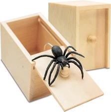 Fudragtn Fake Spider in a Box Prank Gift for Adults Kids,Handmade Wooden Pop ...