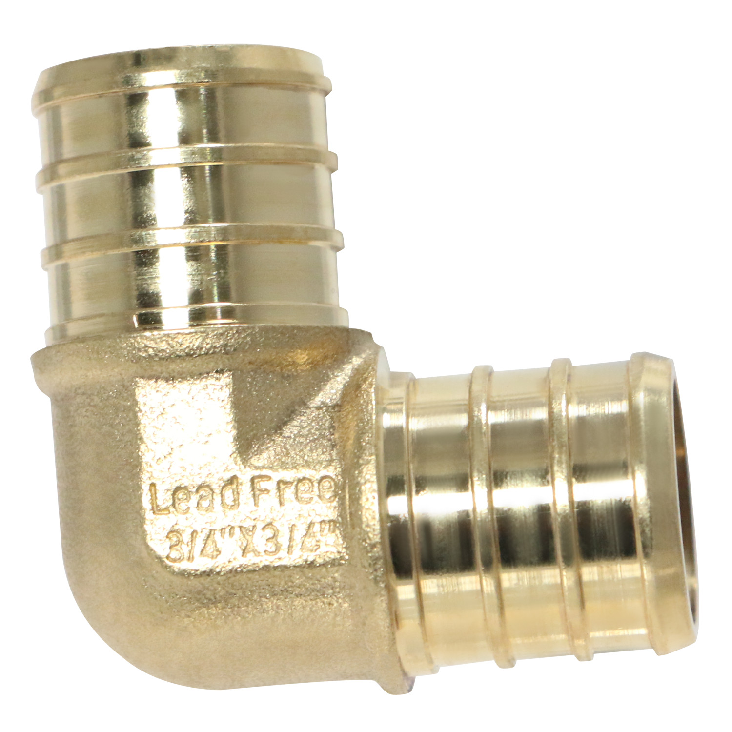 25 Pack  XFITTING 3/4" Pex Elbow, Lead Free Brass, Pex Barb Crimp Fittings