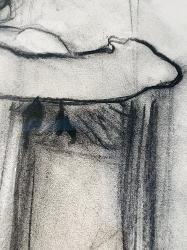 Mujer Desnudo DIBUJO ORIGINAL Arte Carbón Desnuda Mujer Ordinaria Modelo Sentado - Imagen 17 de 24