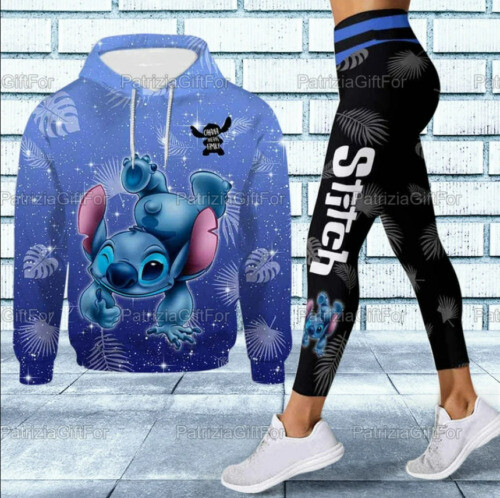 Stitch Blue 3D Disney Hoodie Legging Set