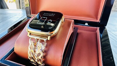 45MM Apple Watch Series 8 24k vergoldet mit einem Ketten Glieder Band