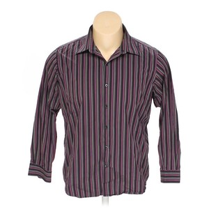 J-Ferrar-Men-039-s-Button-up-Long-Sleeve-Shirt-size-2XL-purple-black-cotton