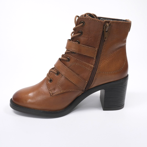 Stivali da donna Dune London Passion in pelle marrone con lacci e zip con dettaglio fibbia UK 6 - Foto 5 di 16