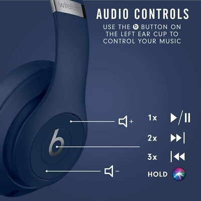 Beats By Dr Dre Studio3 Wireless Headphones - Blue - Brand