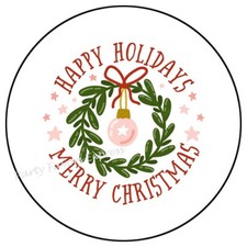 HAPPY HOLIDAYS MERRY CHRISTMAS ENVELOPE SEALS LABELS STICKERS PARTY FAVORS