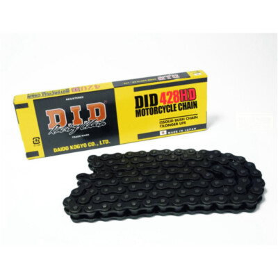 DID 428HD Motorradkette Schwarz - 148 Glieder Mit Clip-Verbindung