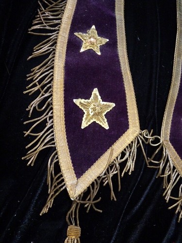Antique 1800s Knight's Templar Sash Metallic Embroidery Velvet Masonic - Picture 2 of 4