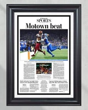 2025 Washington Commanders Stun Lions "Motown Beat" Framed Newspaper