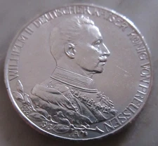 MDS DEUTSCHES REICH KAISERREICH DREI MARK 1913 "WILHELM II.- UNIFORM" SILBER #AC