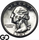 1941-D Washington Quarter, Icy White Near Gem BU++