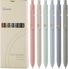 Gel Pens, 6 Pcs 0.5Mm Quick Dry Black Ink Pens Fine Point Smooth Writing Pens, C