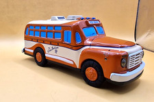 Vintage Japan Toy Bus 16cm Friction Tin Style Retro Made in Japan Orange Bus
