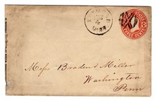 Raymond MS (Hinds) Fancy CCL on Postal Entire to Washington PA