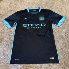 Nike MANCHESTER CITY Soccer Jersey 2015-16 Away Footbal Shirt Size Small Blue