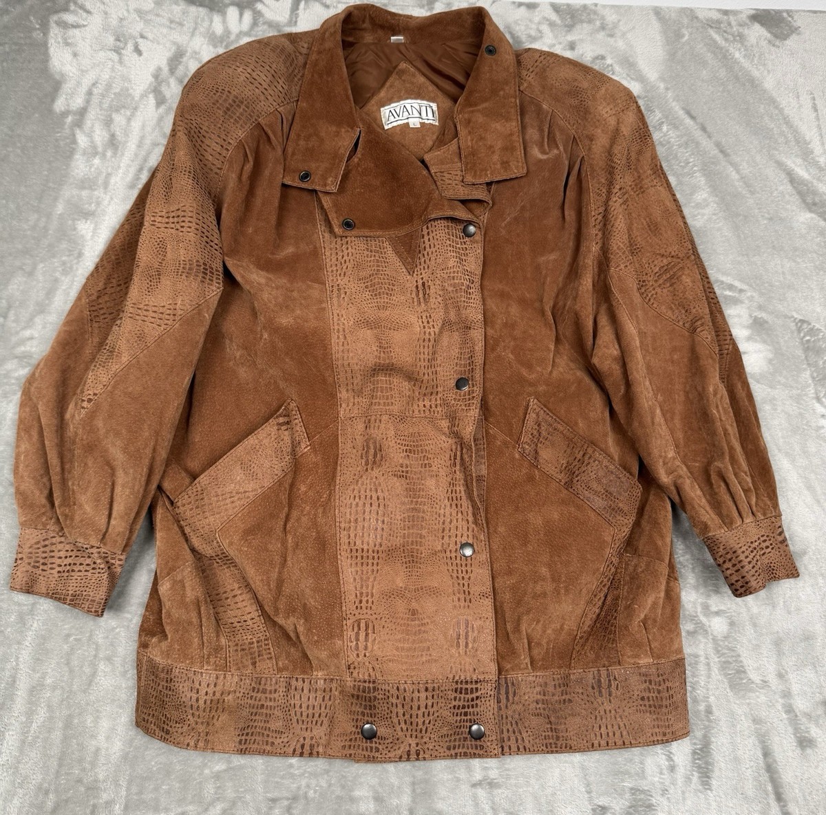 Vintage Avanti Leather Jacket Womens Large L Brown Suede Stamped 