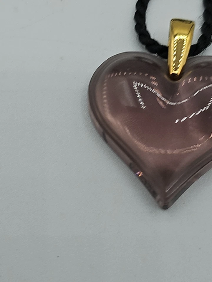 LALIQUE Heart COEUR Love PURPLE Crystal Silver Plated Pendant - Image 2 of 4