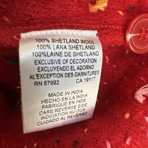 Vintage. SIGRID OLSEN SPORT 100 % SHETLAND GEKOCHTE WOLLE ~ ROTE STRICKJACKE ~ PETITE S Small - Bild 11 von 16