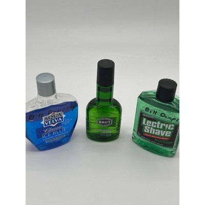 Retro Men Grooming Lot Aqua Velva Ice Blue Brut Cologne Lectric Shave Pre-Shave