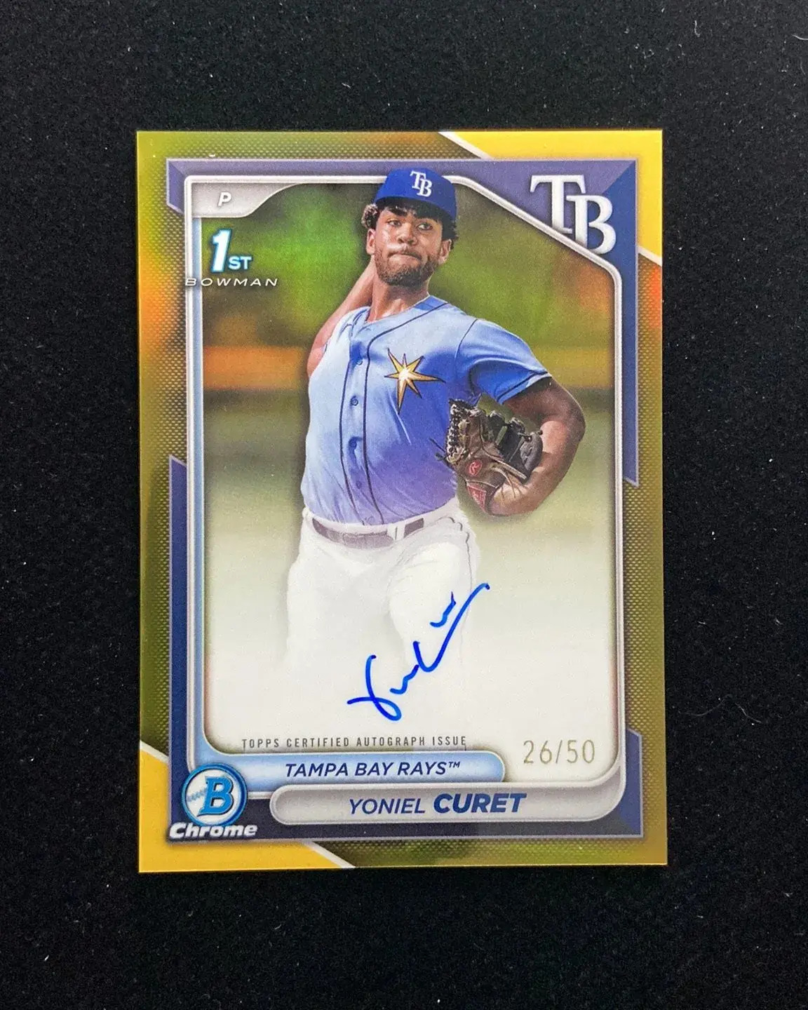 2024 Topps Bowman Chrome Prospects Gold #CPA-YCU Yoniel Curet 1st Auto 26/50 HD