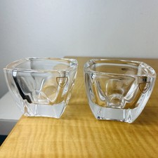 Lot of 2 — ORREFORS Sweden Crystal Votives Cathedral Square Single Candle Holder