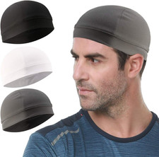 3 Pack Cooling Skull Cap Helmet Liner Sweat Wicking Cycling Running Hat for Men