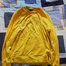 Michael Kors Embroidered Logo Crewneck Pullover Fleece Sweatshirt Yellow L Men