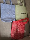Lululemon Bag Tote Reusable Red, Green, And Baby Blue Shopping Bag Bundle