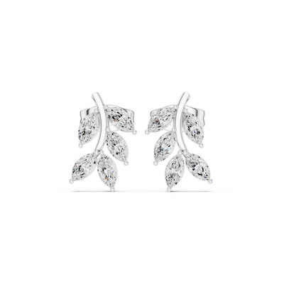 Marquise Natural Certified VVS Diamond Floral Motifs Studs Earring 14k Gold Over