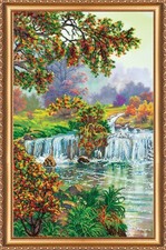 Bead Embroidery Kit on Natural Artist Canvas "needlepoint beadwork DIY wall art