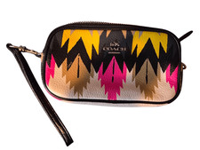 Coach Hawk Feathers Double Zippered Cross Grain Tiny Cross Body Purse