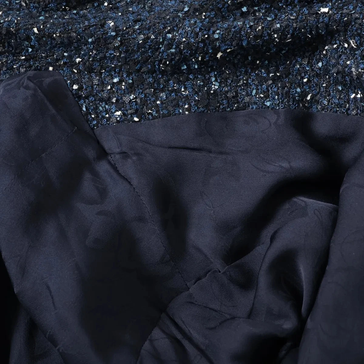 Chanel Coco Button P43 acrilico * giacca nylon 38 donna blu navy P43202V31513