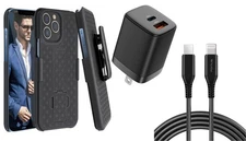 For iPhone 13/Pro Max - Belt Clip Case and Fast Home Charger Combo Swivel
