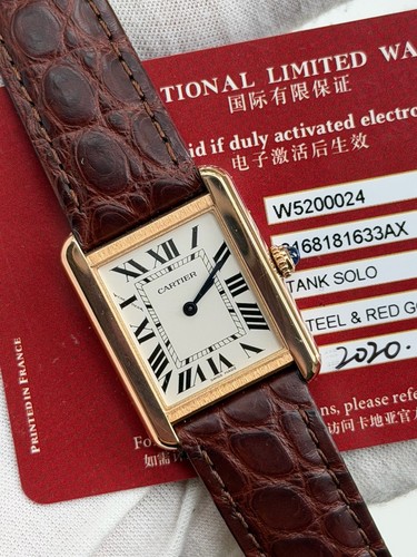 2020 Cartier Tank Solo 3168 W5200024 18k Rose Gold 24x31MM Unisex With Card