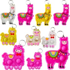 10 Packs Bulk Llamas Animal Mini pop Fidget Keychain Birthday Small, Red