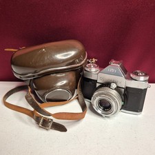 Zeiss Ikon Contaflex 35mm SLR Camera Tessar 2.8/45mm Lens Brown Case Untested