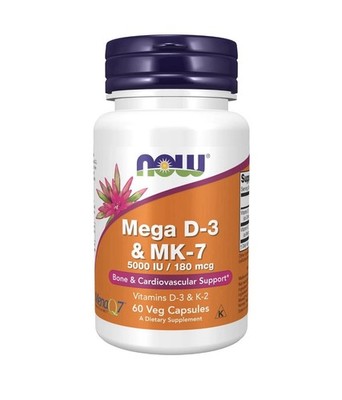 NOW Foods Mega Vitamin D-3 & MK-7 60 Veg Capsules