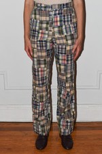 Vtg 70s Madras Cotton Patchwork Pants Talon Zip Size 29-30 Made in USA