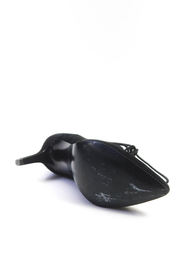 & Other Stories Women's Pointed Toe Lace Up Cone Heel Suede Shoe Black Size 7 - Image 4 of 4